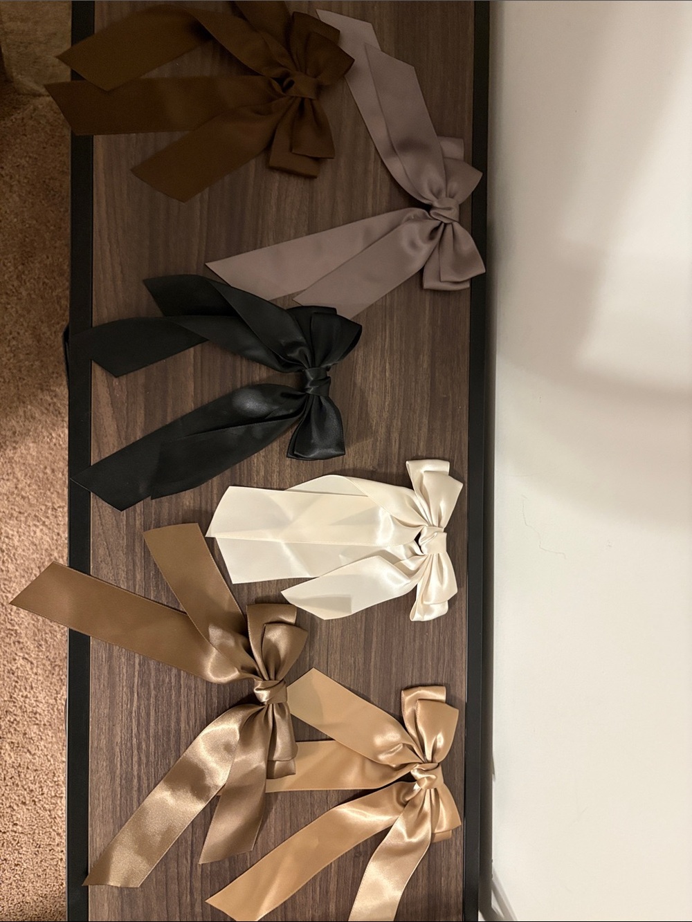 Amazon Satin Ribbon Bow Set - Black, Cream, Brown, Tan